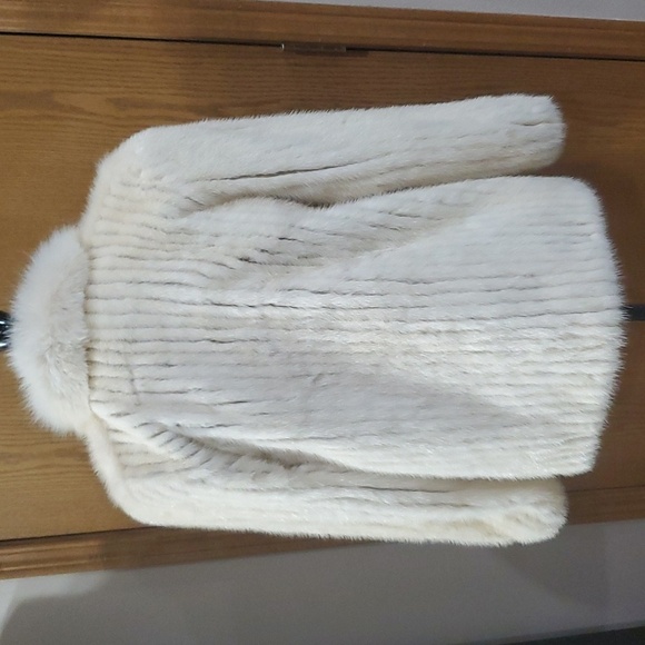 Vintage mink corded coat zinman furs tourmaline cream fox collar euc - Picture 4 of 13